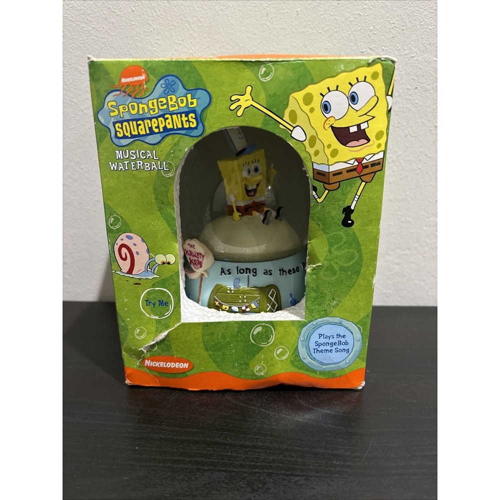 Enesco 2003 Sponge Bob SquarePants Musical Waterball Snow Globe NIB TESTED WORK